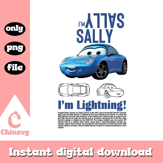 I'm sally i'm lightning cars disney png, disney sally cars png