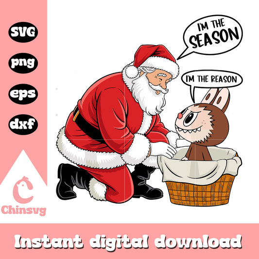 I'm the reason labubu cute doll design svg, santa claus svg