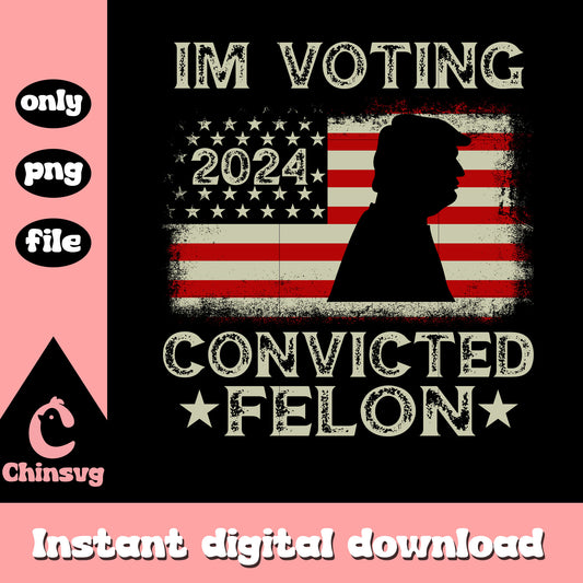 I'm voting convicted felon trump shadow png, trump usa flag png