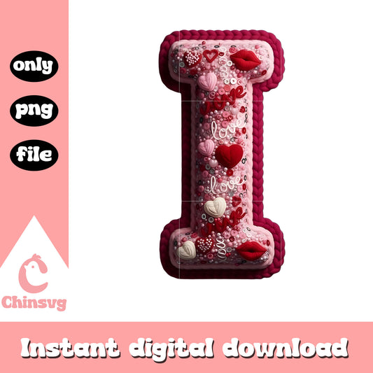 I alphabet hearts valentine png, heart valentine's day​ png