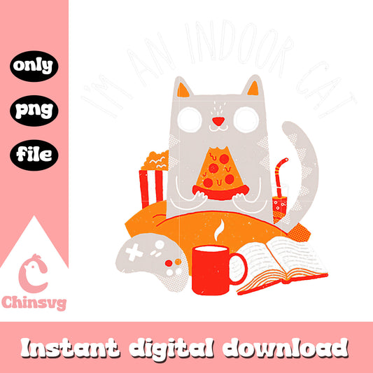 I am an indoor cat png, cute cat drawing png, cat quotes png