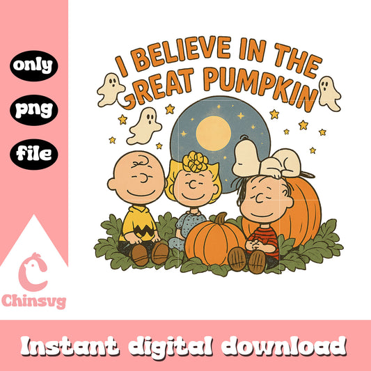 I believe in the great pumpkin peanuts png, snoopy fall png