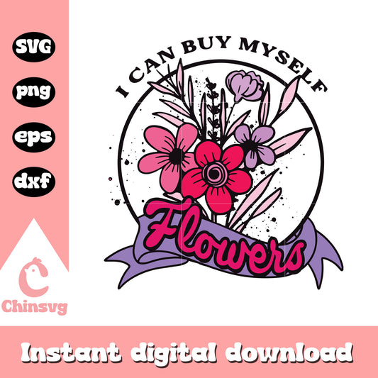 I can by myself flowers design svg, flower child vintage svg