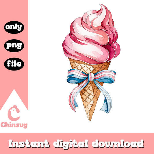 Ice cream bow summer design png, ice cream​ png, summer vibe​ png
