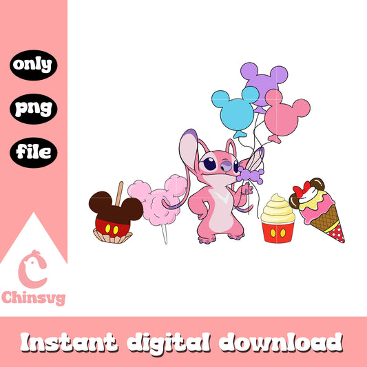 Ice cream disney angel balloon design png, angel stitch disney​ png