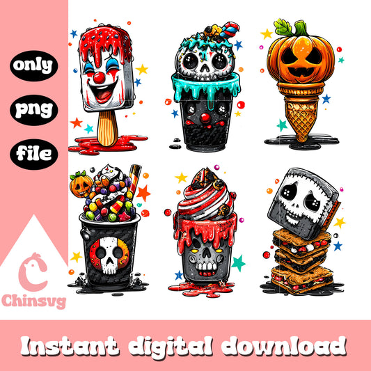 Ice cream halloween vibes design png, happy halloween png