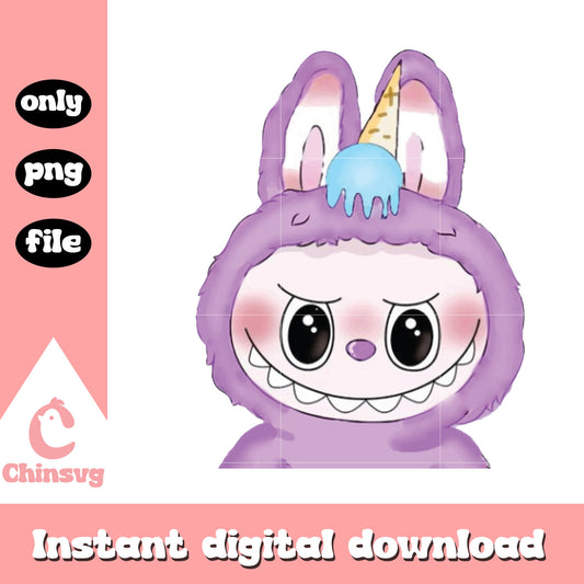 Ice cream labubu cute doll design png, the monster labubu png