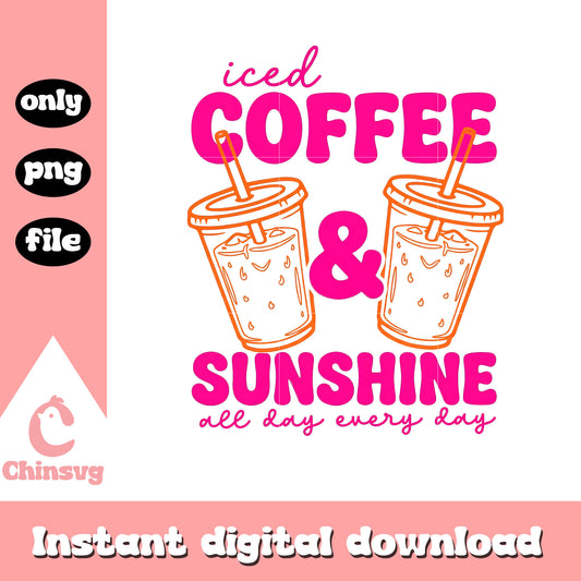 Iced coffee and sunshine design png