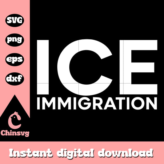 Ice immigration logo back white design svg, ice immigration svg