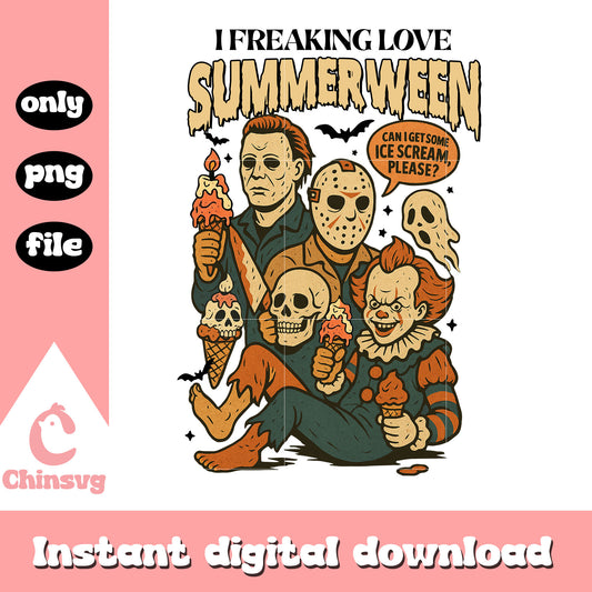 I freaking love summerween halloween design png, the killer movie png