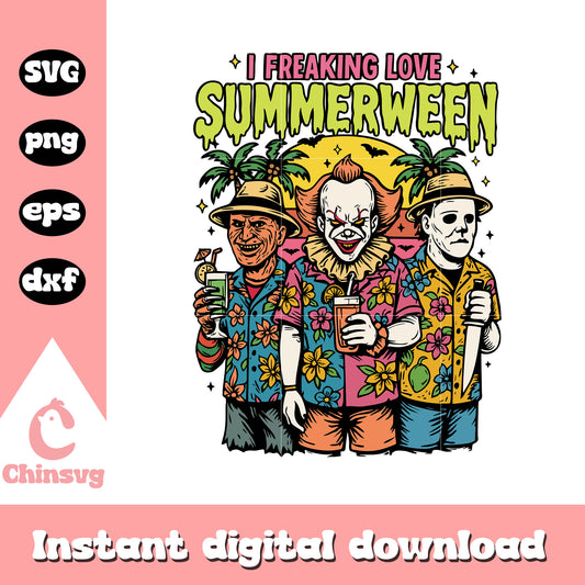 I freaking love summerween svg, horror movie casts svg