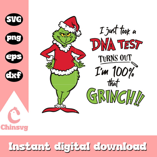 I just took a dna test funny quote grinch svg, grinch santa claus svg