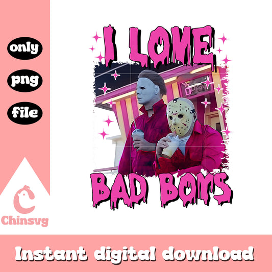 I love bad boys horror halloween design png, halloween ideas png
