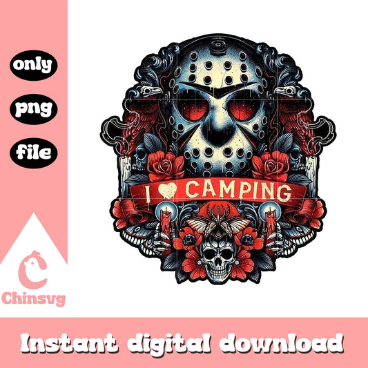 I love camping jason voorhees mask design png, friday the 13th png