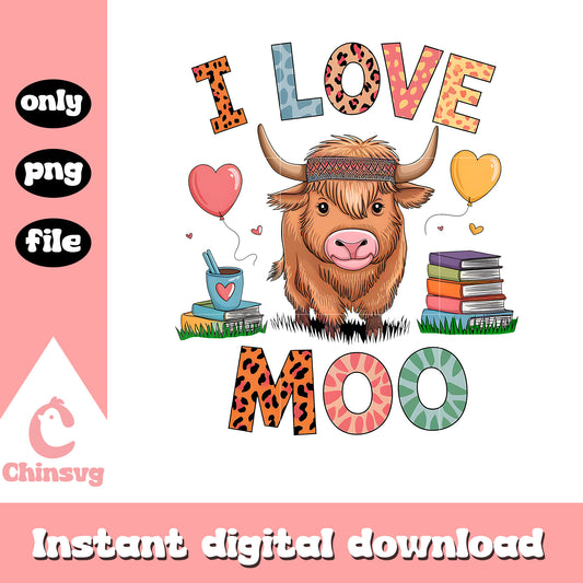 I love moo font design png, love cow png, valentine png