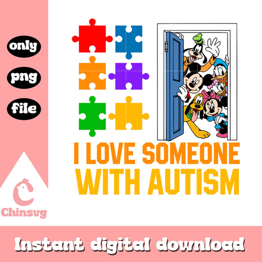 I love someone with autism png, autism awareness png, mickey cartoon png