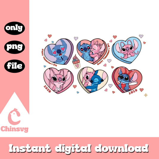 Image love couple valentine png, valentines day stitch​​​​ png