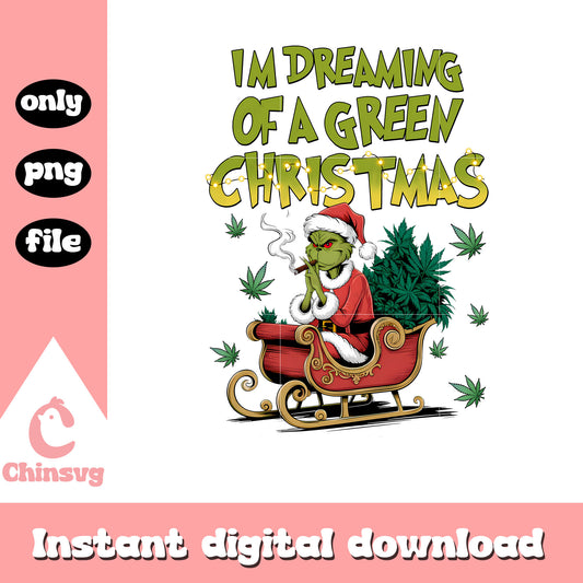 Im dreaming of a green christmas design png, funny xmas png