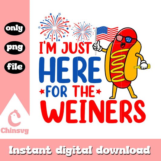 Im just here for the weiners hot dog png, patriotic hot dog png