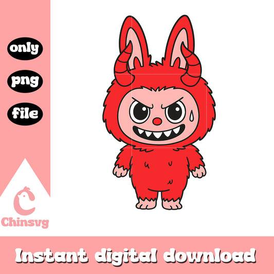 Imp labubu clothes drawing png, red labubu png, labubu art png