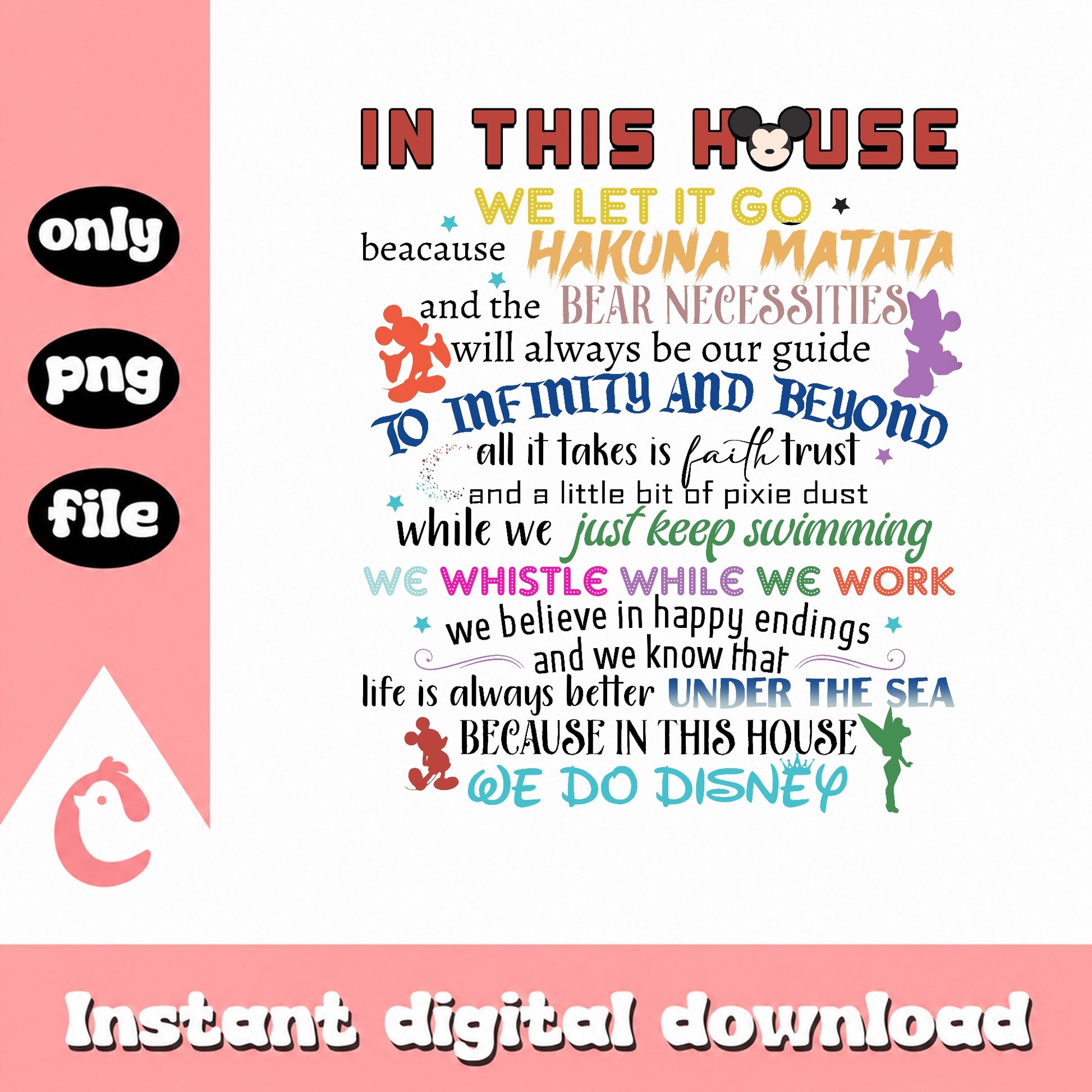 In This House We Do Disney PNG, Disney Quotes PNG, Mickey PNG