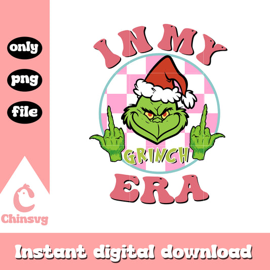 In my grinch era logo design png, grinch middle finger​ png