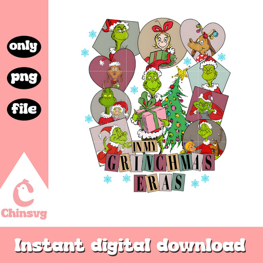 In my grinchmas eras design png, grinch with presents​ png