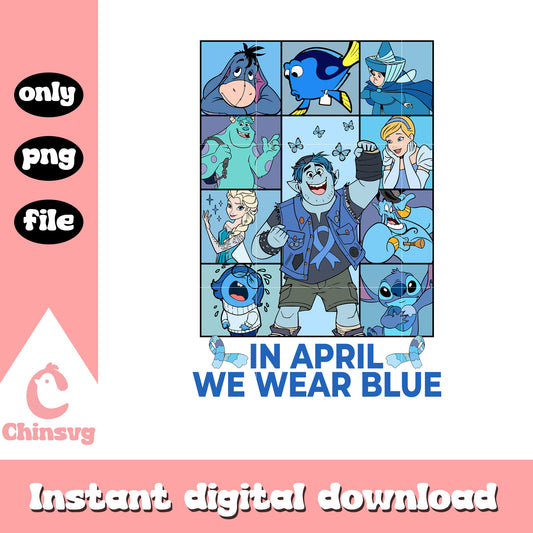 In april we wear blue png, disney png, autism awareness png
