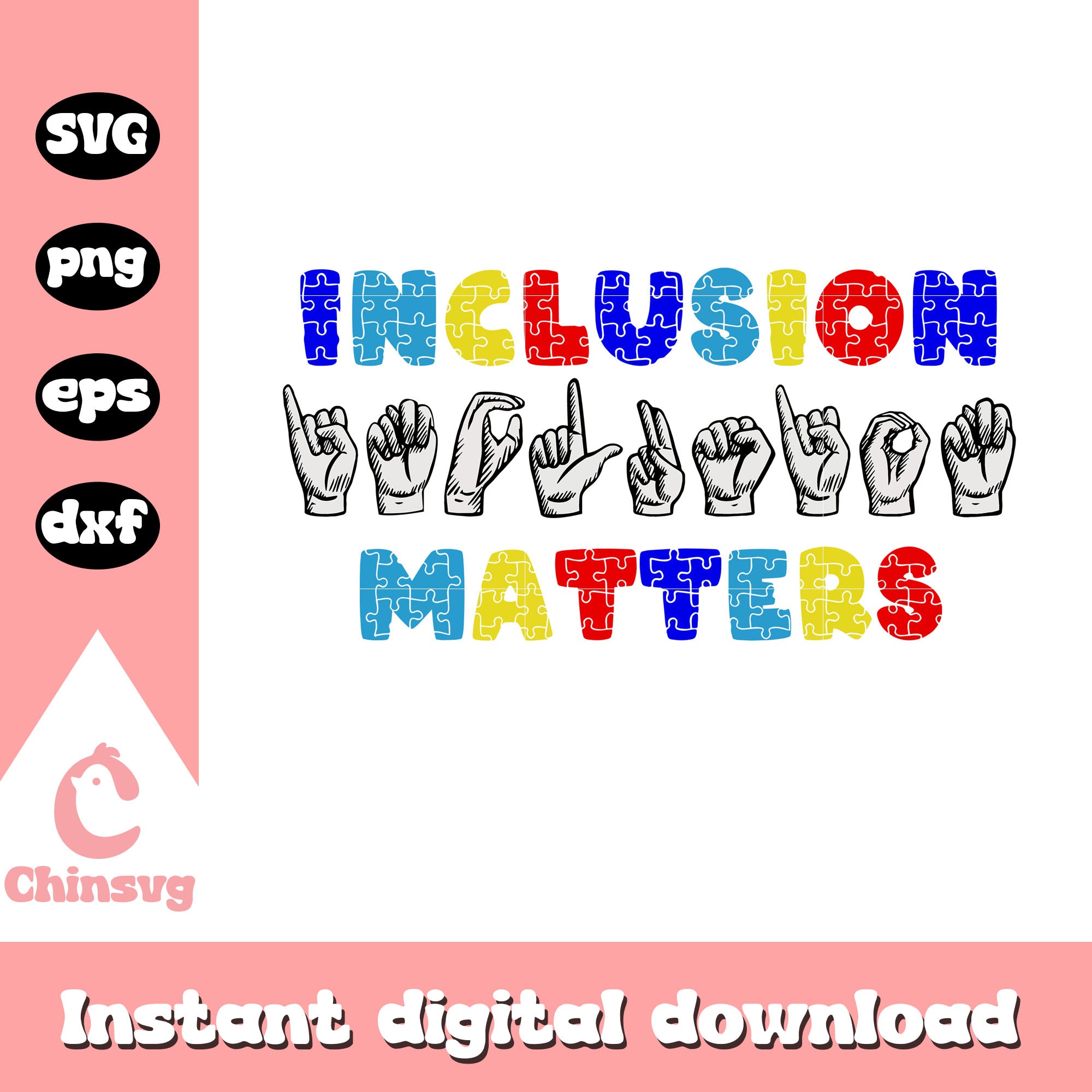 Handmade Inclusive Signs Inclusion matters hand sign svg, autism awareness day svg – Chinsvg