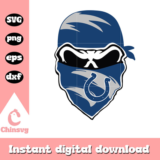 Indianapolis colts masked skull design svg, indianapolis colts svg