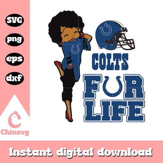Indianapolis colts nfl betty boop for life svg, indianapolis football nfl svg