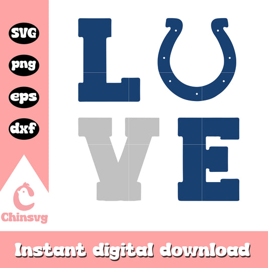 Indianapolis colts nfl love logo font svg, indianapolis football​ svg