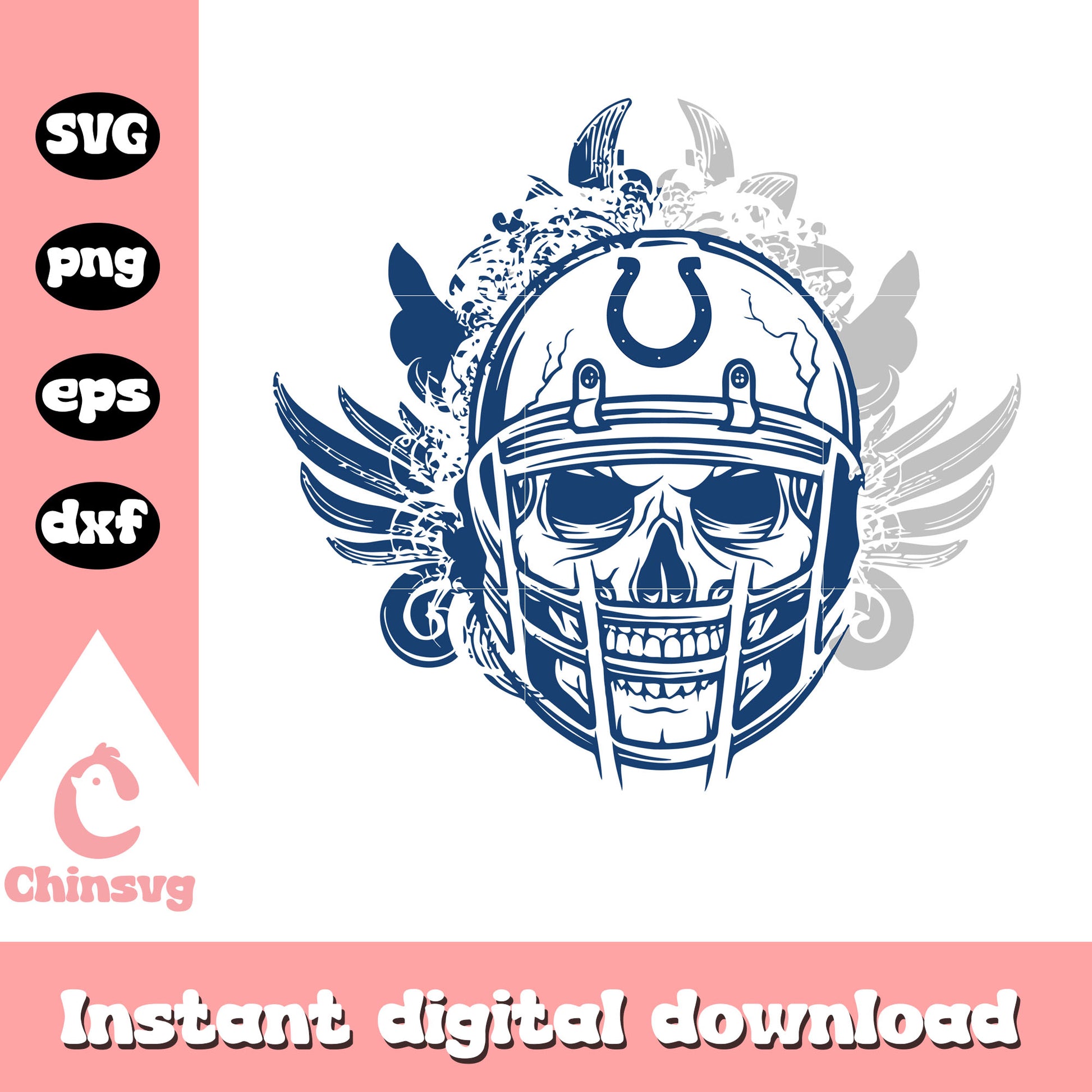 Indianapolis colts skull helmet flower svg, nfl team indianapolis colts svg