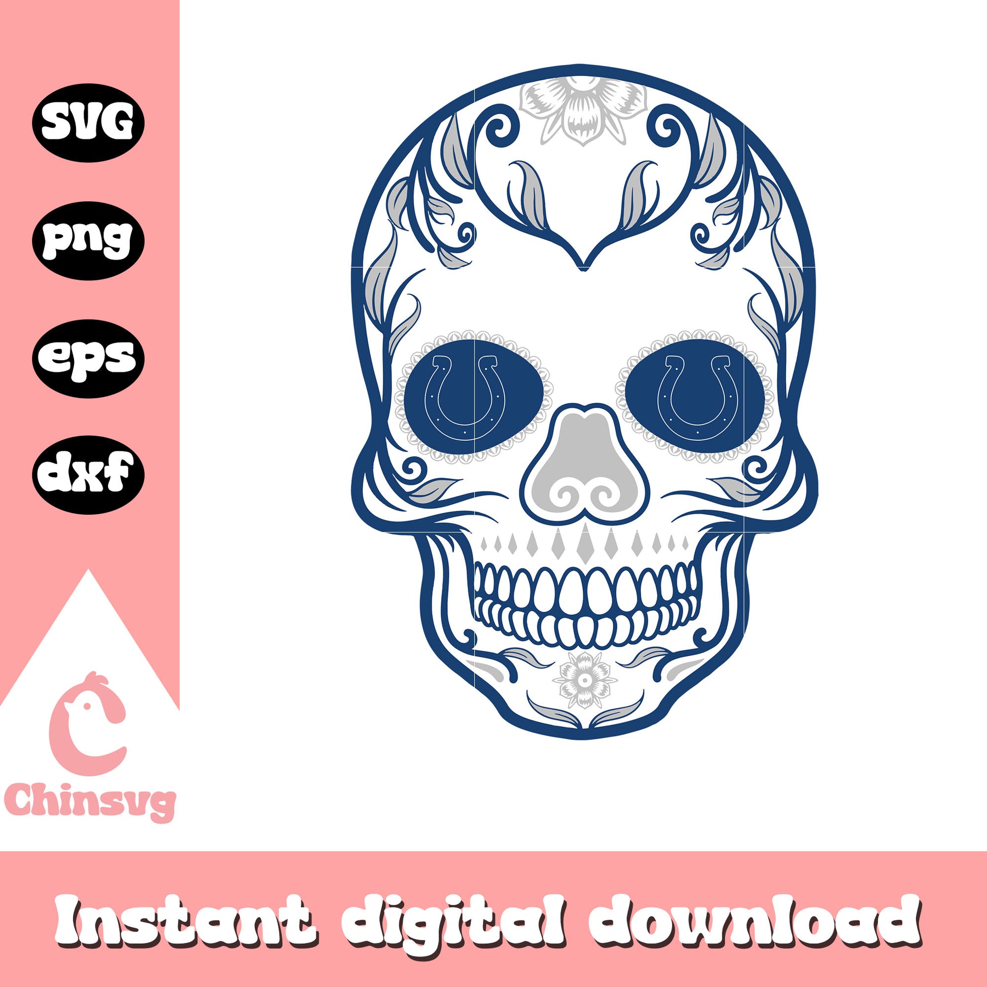 Indianapolis colts skull logo design svg, indianapolis colts nfl svg