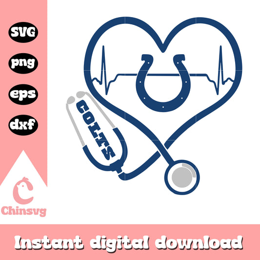 Indianapolis colts stethoscope heart logo svg, indianapolis colts nfl team svg