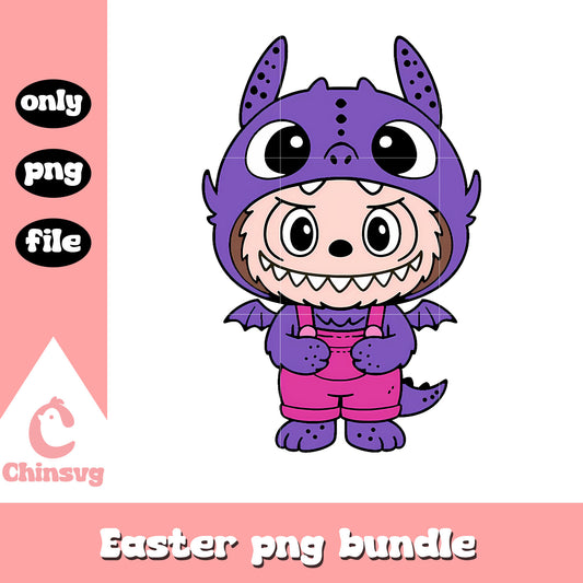 Indigo baby dragon labubu cute doll drawing png, baby labubu png