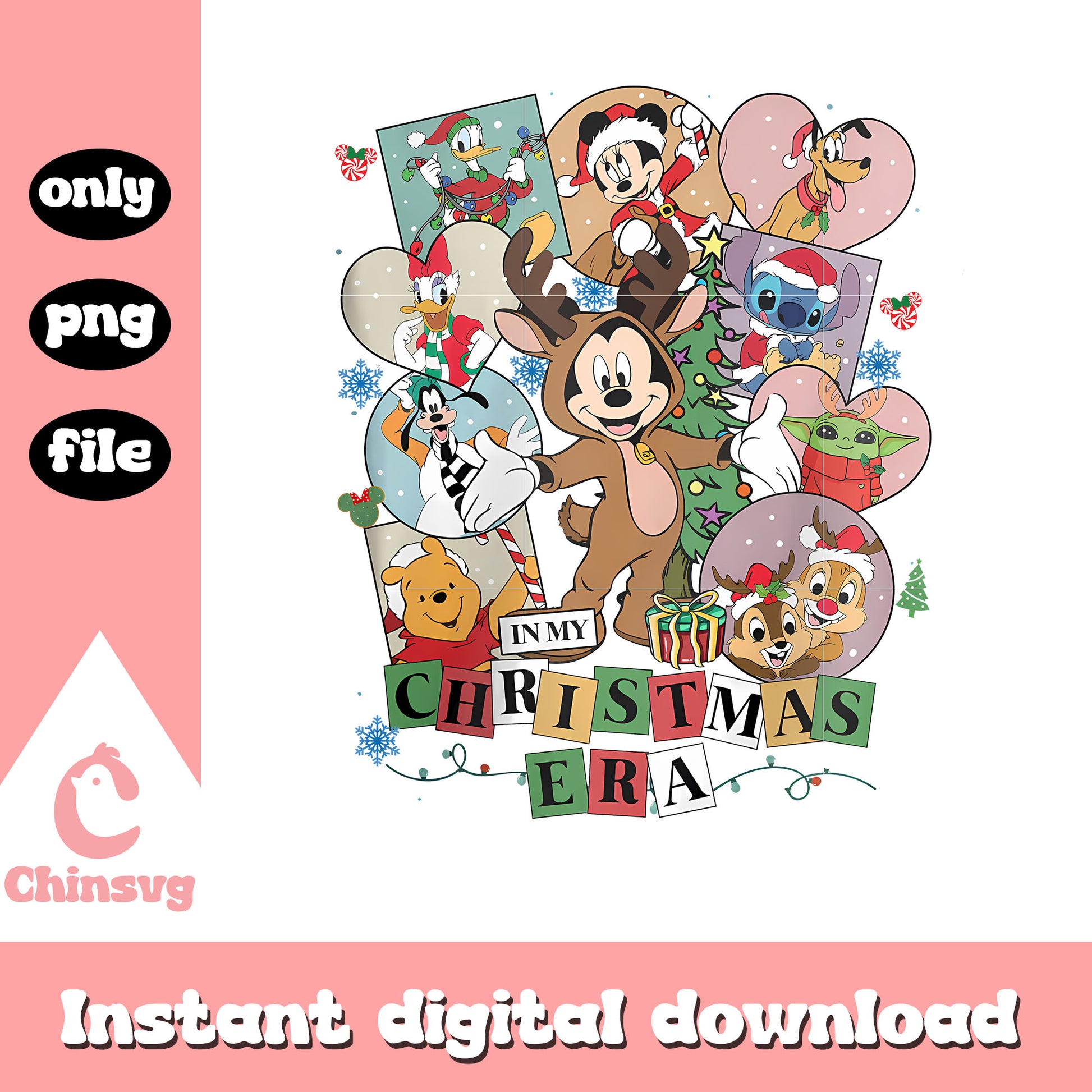 In my christmas era disney cartoon clipart png, disney world png