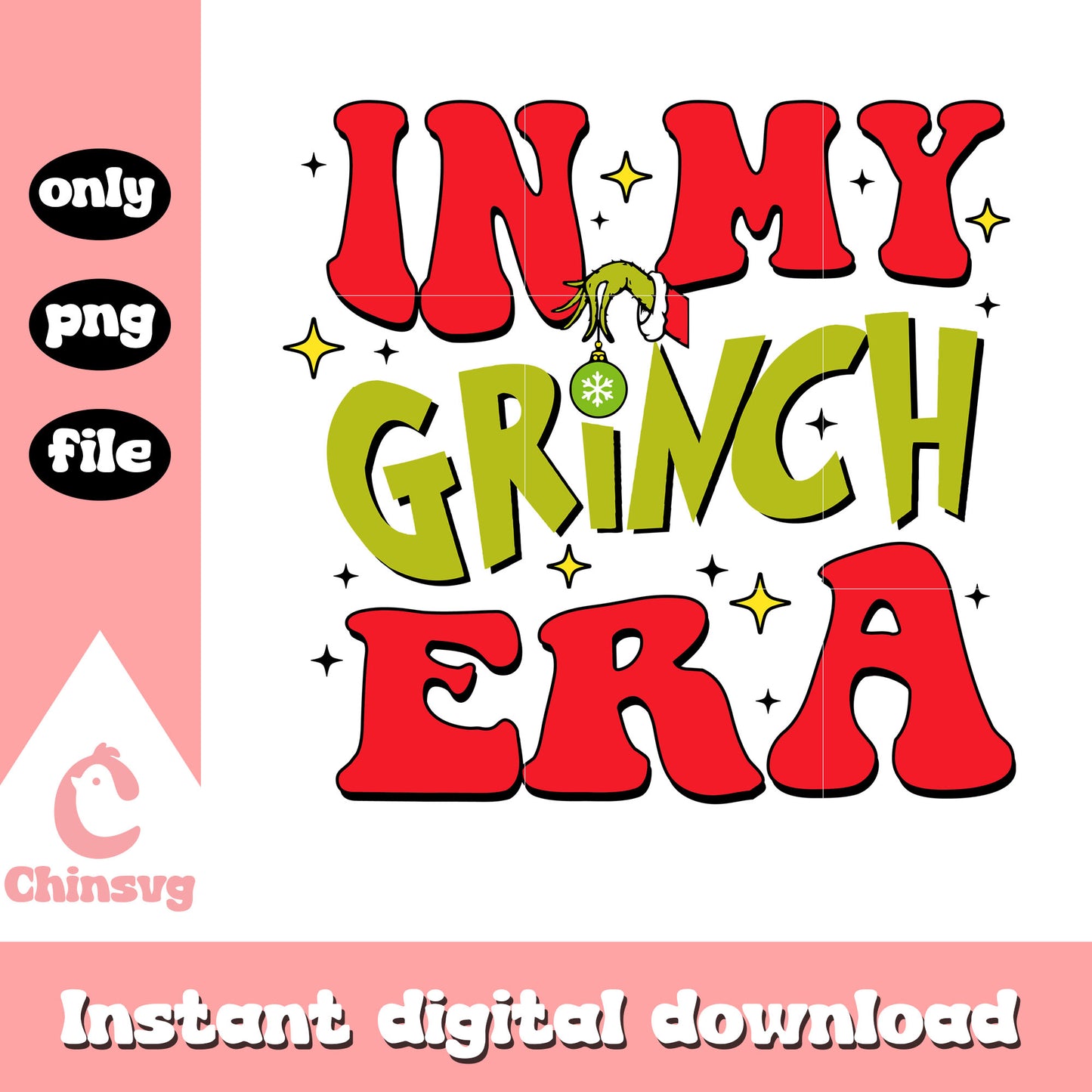 In my grinch era text design png, christmas grinch png