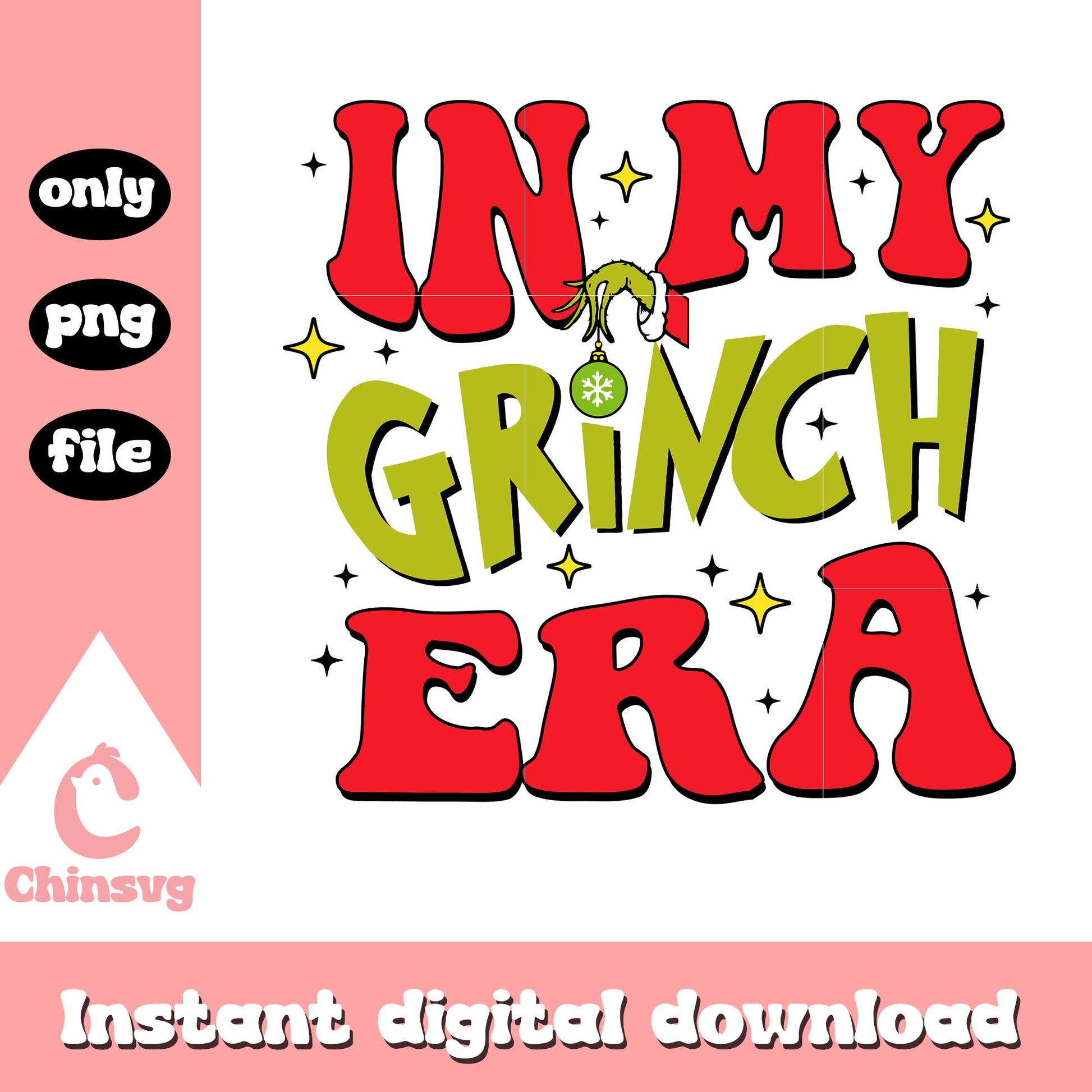In my grinch era text design png, christmas grinch png