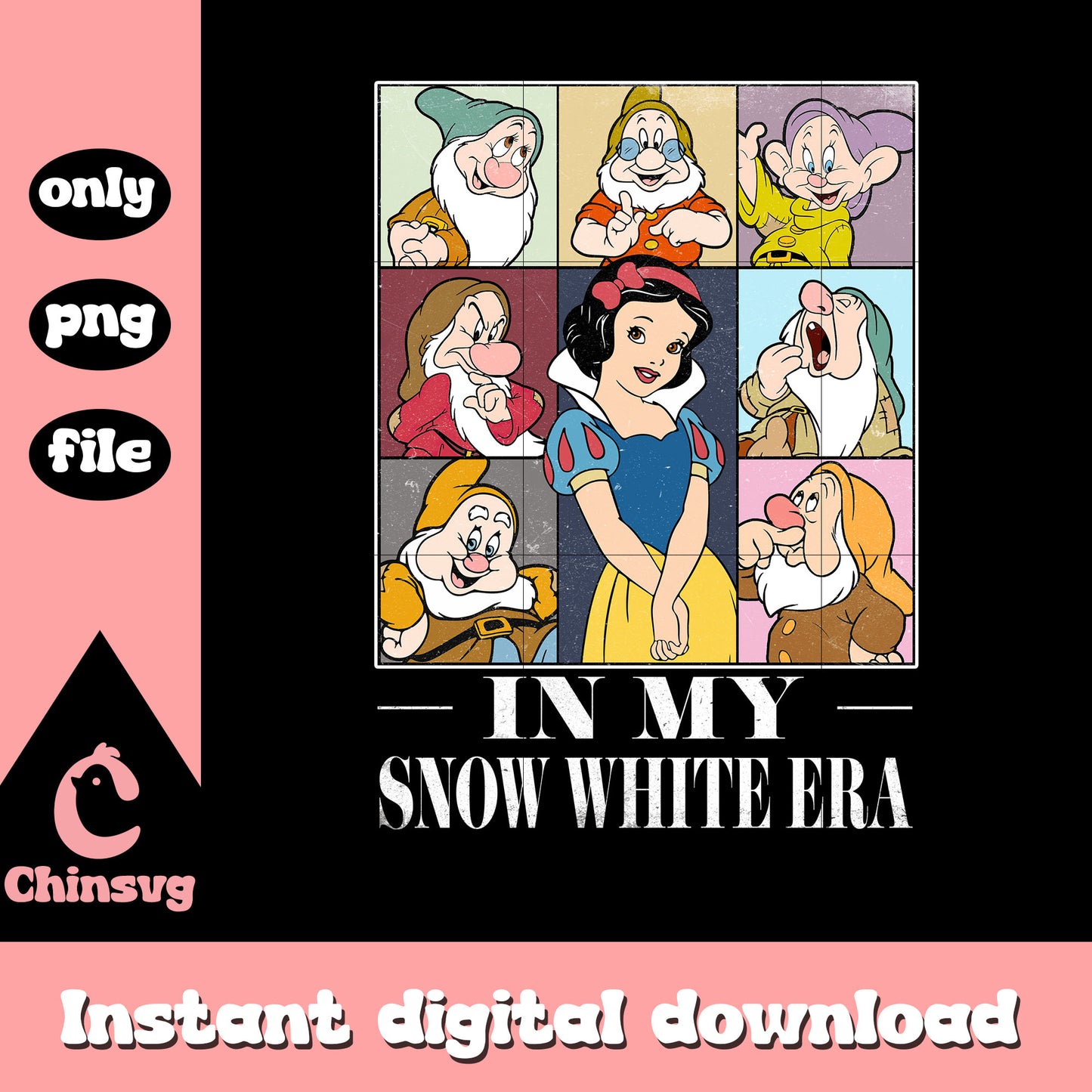 In my snow white era characters design png, snow white seven dwarfs png
