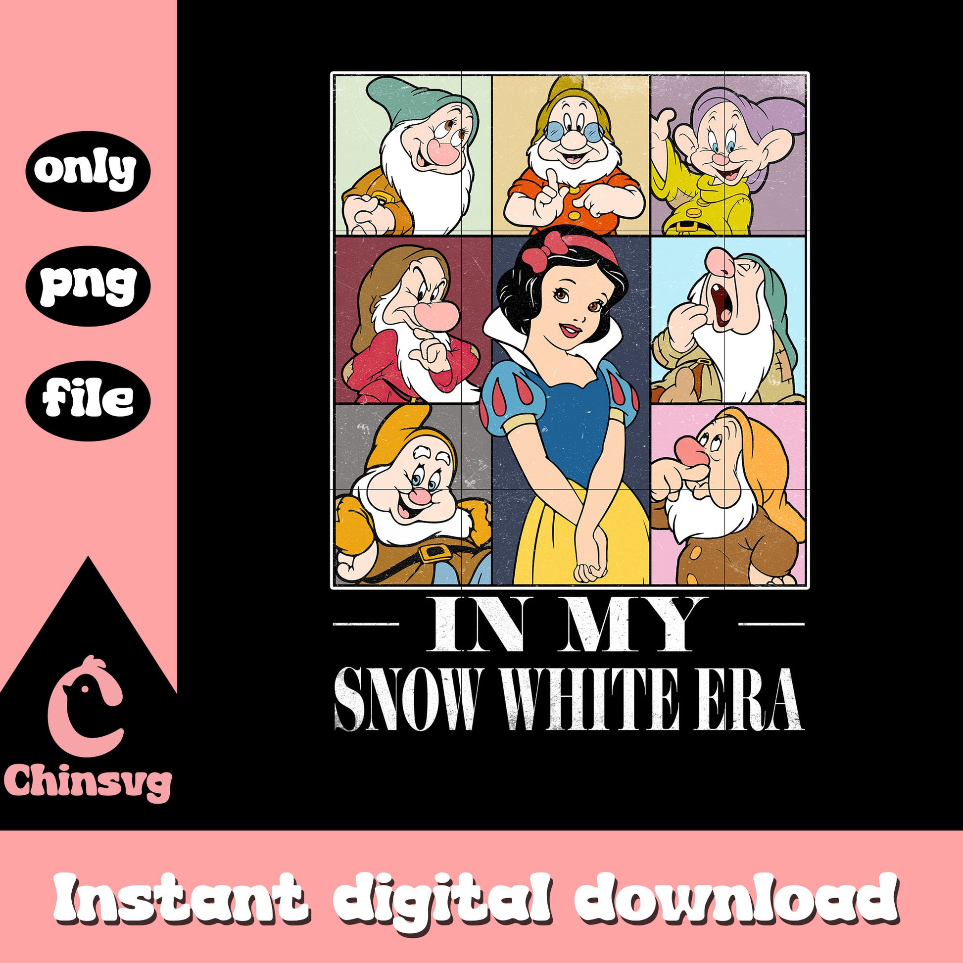 In my snow white era characters design png, snow white seven dwarfs png