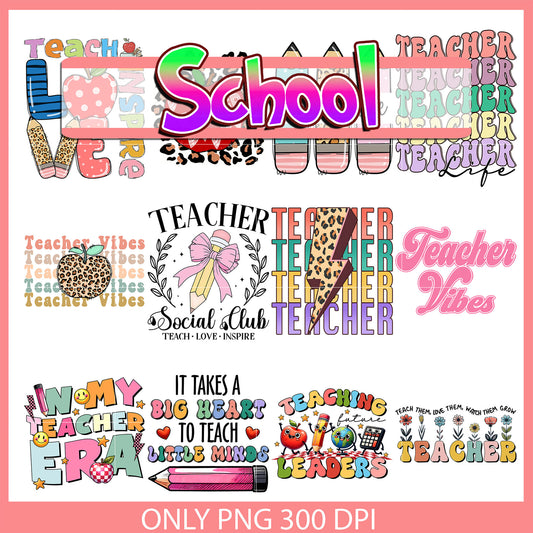 In my teacher era design bundle png, teacher vibes png