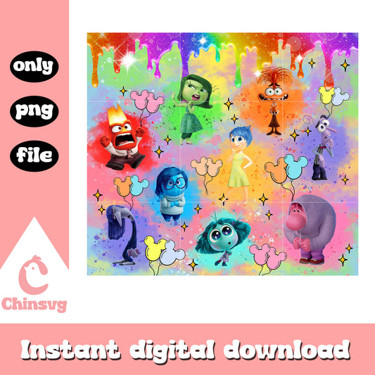 Inside out colour characters tumbler png, inside out movie poster​ png