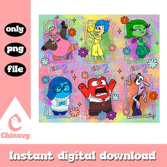 Inside out design 6 emotions tumbler png, inside out 2 movie​​ png