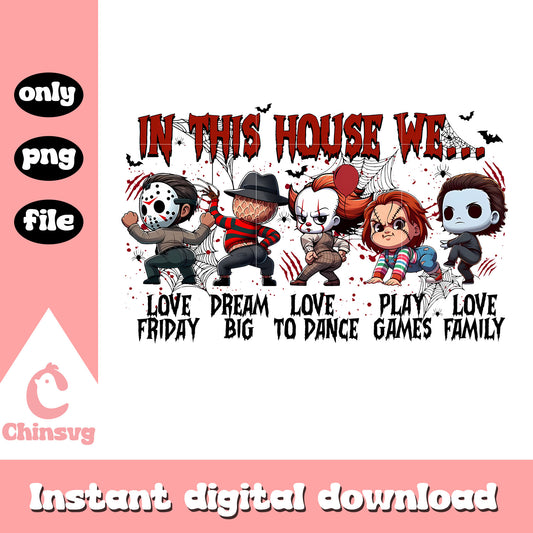 In this house quote design png, scary films png, characters png