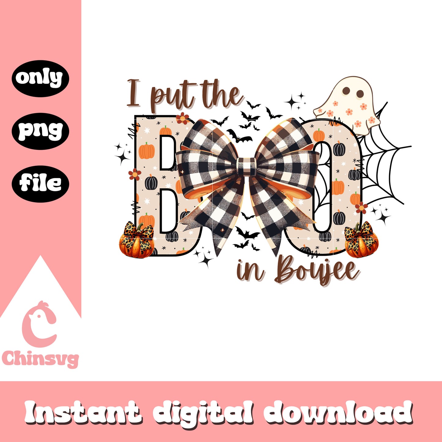 I put the boo in bowjee design png, spooky boo png