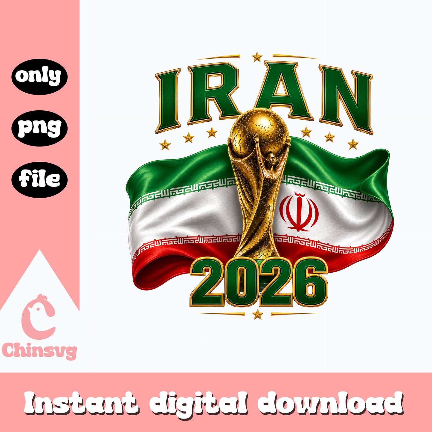 Iran 2026 World Cup PNG, Iran Football Flag Trophy, Soccer PNG