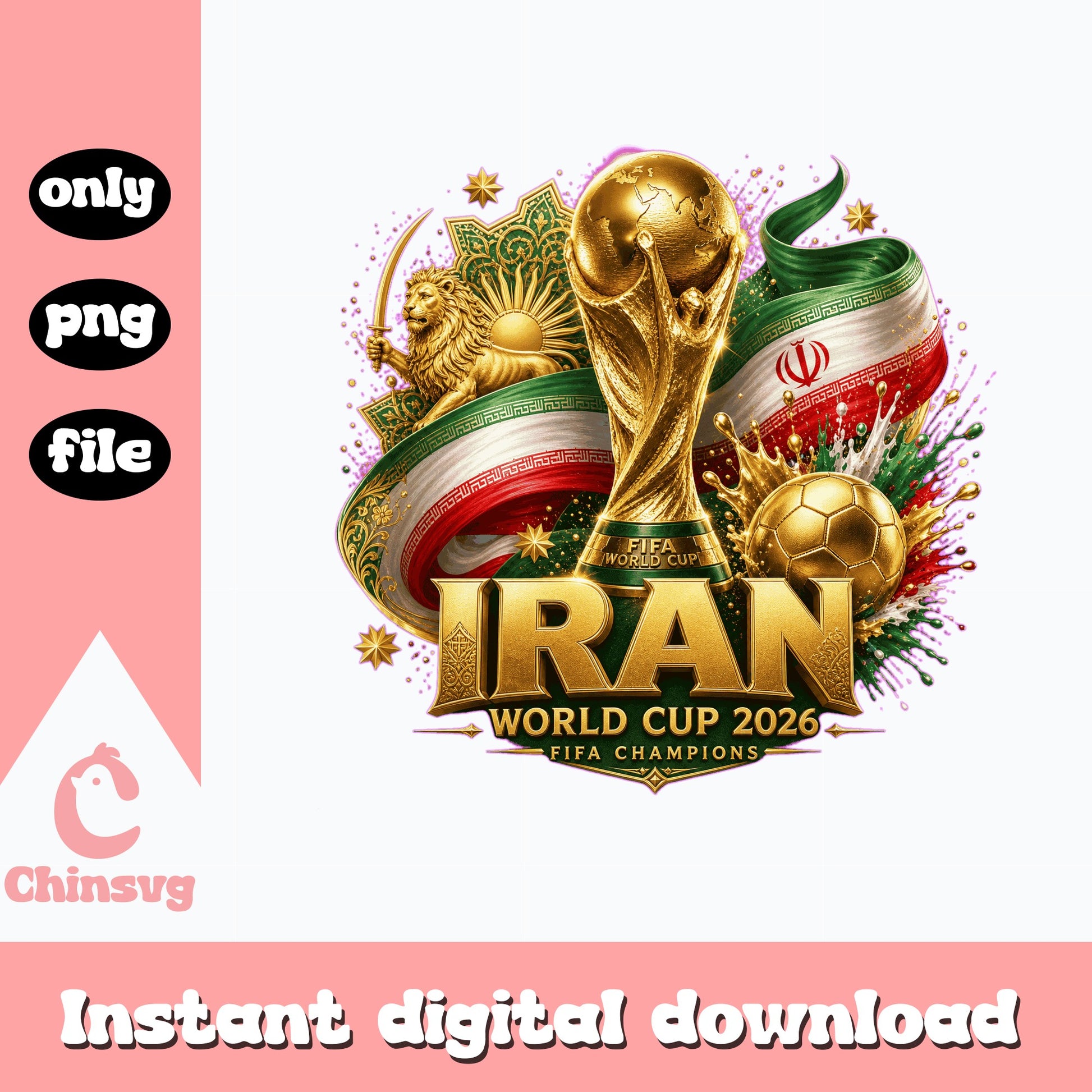 Iran World Cup 2026 PNG, FIFA Champions Soccer PNG, Iran Flag PNG