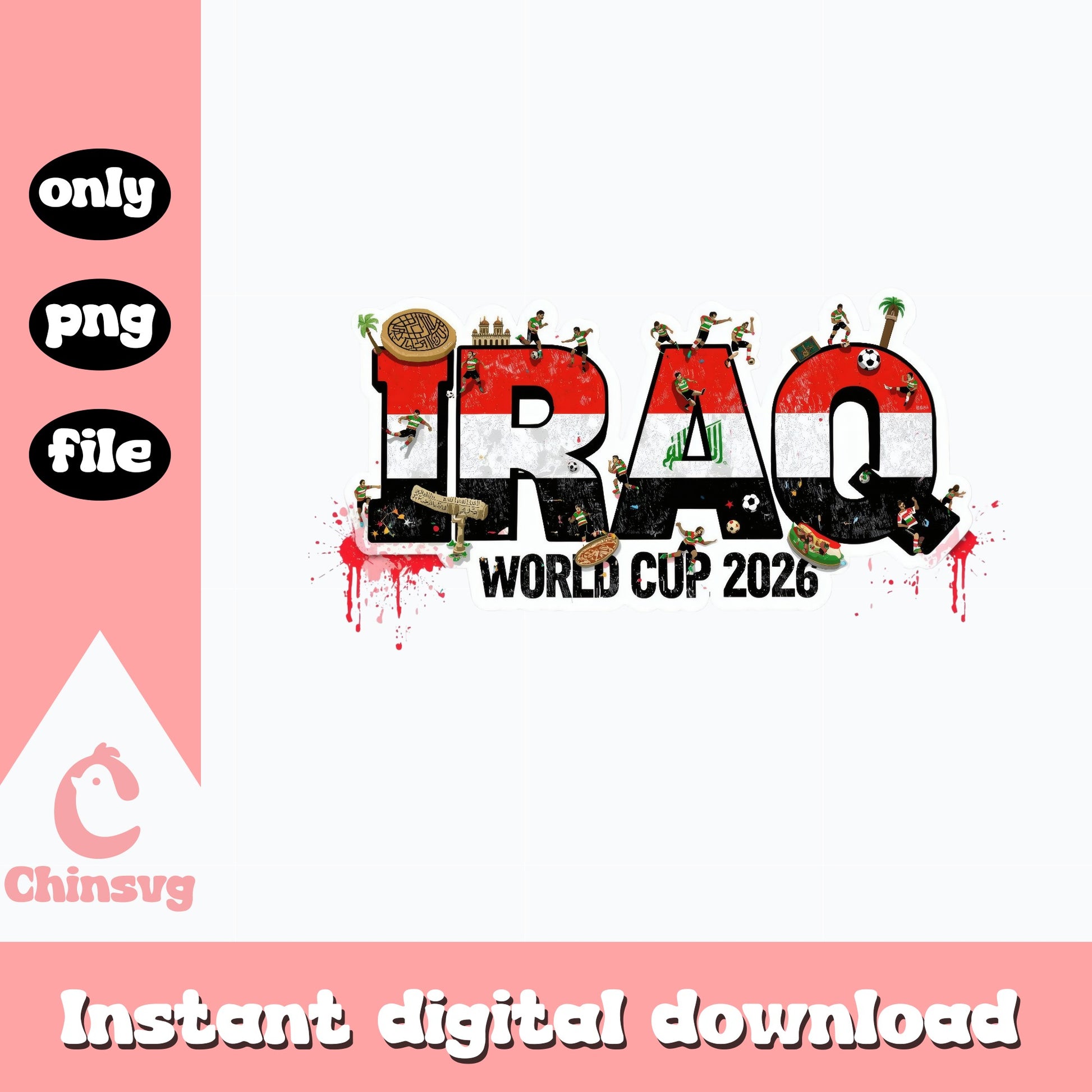 Iraq World Cup 2026 PNG, Iraq Soccer Flag PNG, Football PNG