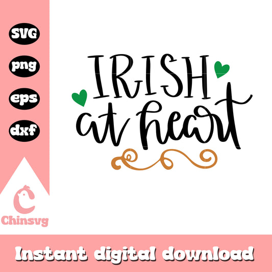 Irish at heart font design svg, st patricks day images svg
